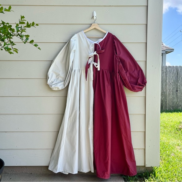 Handmade Puff Sleeve Half & Half Cottage Dress | 100% Cotton | SKU 04292 - Picture 2 of 16